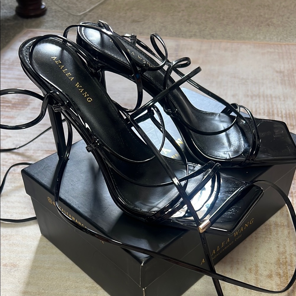 Azalea Wang Black Strappy Heels